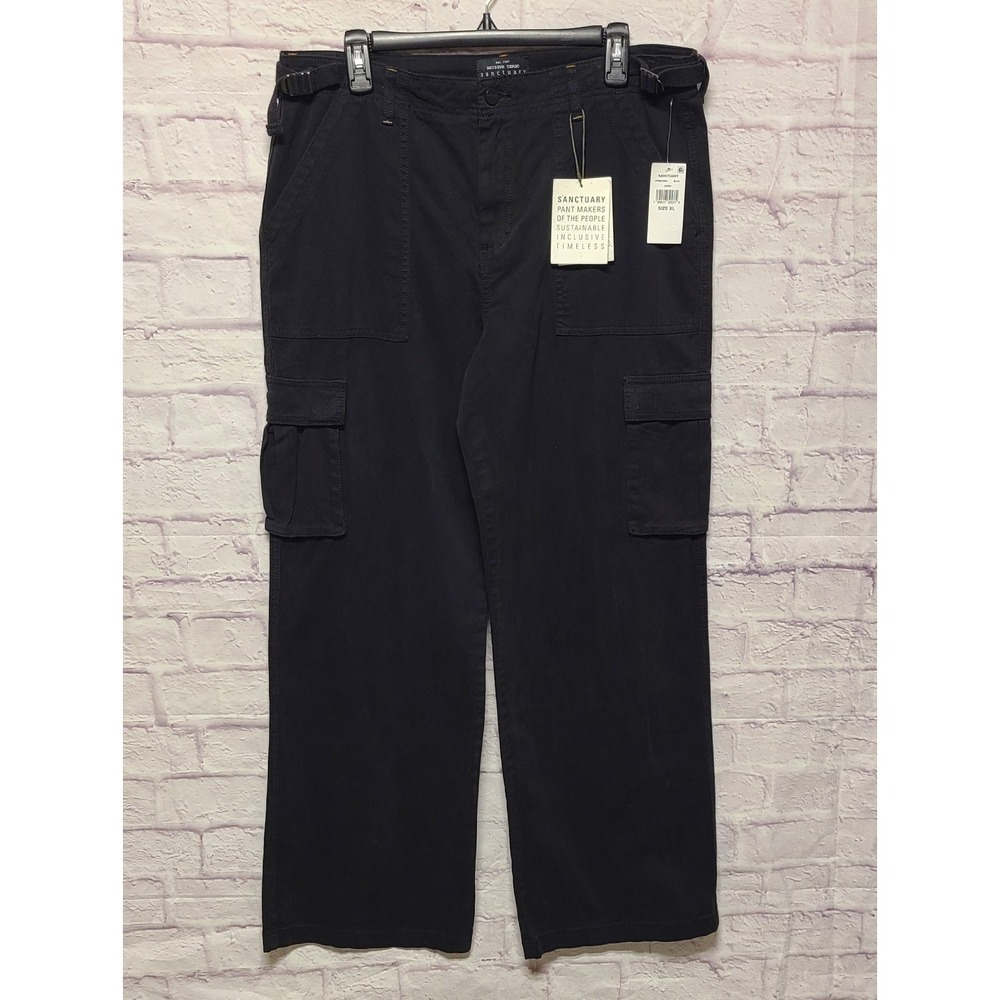 Sanctuary Reissue Cargo Pants Black Straight Leg Utility Trousers XL